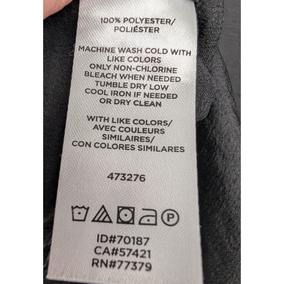 Ann Taylor Black Chiffon Crepe Pearl Button Cuff Mutton Sleeve Classic Blouse XS - Picture 5 of 8